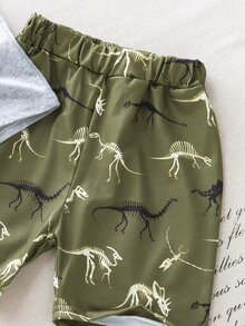 小男童恐龍圖案T恤和運動短褲 - 彩色 - 查看 3