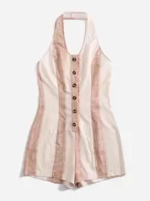 SHEIN Unity 撞色前排扣繞頸連體短褲 - 彩色 - 查看 5