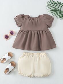 Bộ đồ Em bé màu trơn Dễ thương - Nhiều màu - Xem 4