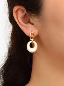 2 chiếc Bông tai mặt dây chuyền dầu nhỏ giọt hình học - Vàng - Xem 2