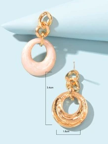 2 chiếc Bông tai mặt dây chuyền dầu nhỏ giọt hình học - Vàng - Xem 4