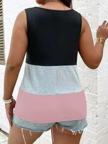 SHEIN LUNE Áo hai dây Plus Size Khối Màu Giải trí - Nhiều màu - Xem 2