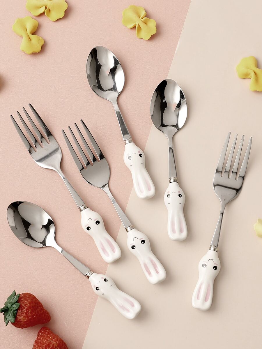 2入組卡通圖案叉勺組合 - 彩色 - 查看 1