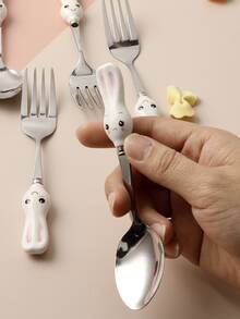 2入組卡通圖案叉勺組合 - 彩色 - 查看 3