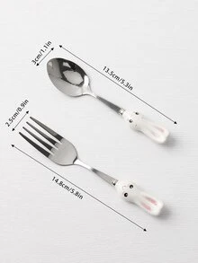 2入組卡通圖案叉勺組合 - 彩色 - 查看 4