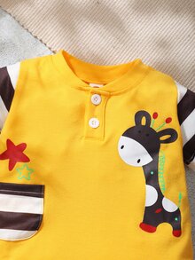 Bộ đồ Em bé Túi Hoạt hình Sọc Giải trí - Nhiều màu - Xem 3