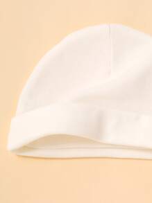 3pcs Baby Ribbed Simple Basic Solid Hat - White - View 2