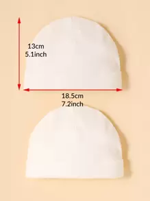 3pcs Baby Ribbed Simple Basic Solid Hat - White - View 4