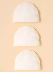 3pcs Baby Ribbed Simple Basic Solid Hat - White - View 6