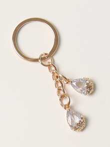 Rhinestone Charm Keychain - Clear - View 1