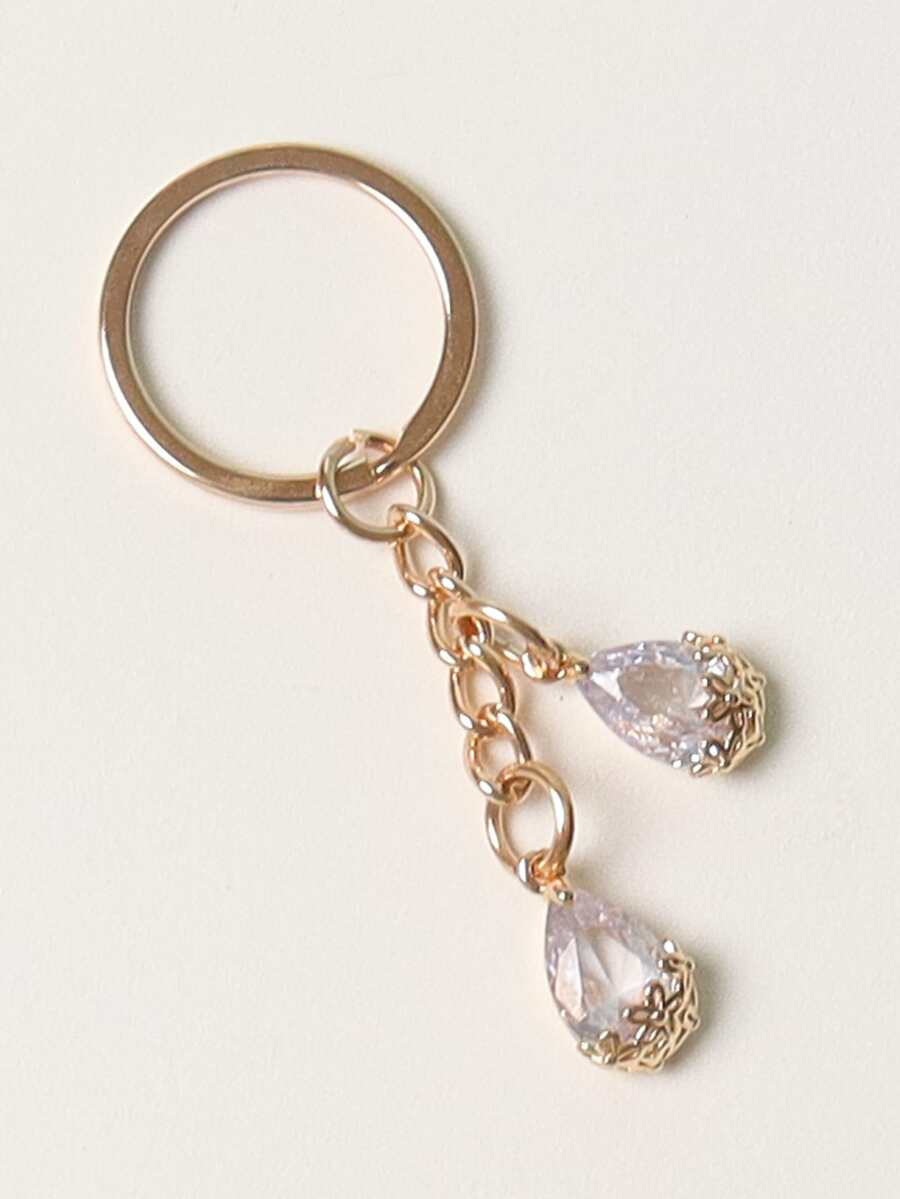 Rhinestone Charm Keychain - Clear - View 1