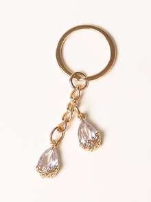Rhinestone Charm Keychain - Clear - View 2