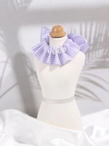 nicovaer 1pc Faux Pearl Trang trí nội thất Pet Vòng cổ - Màu tím - Xem 1