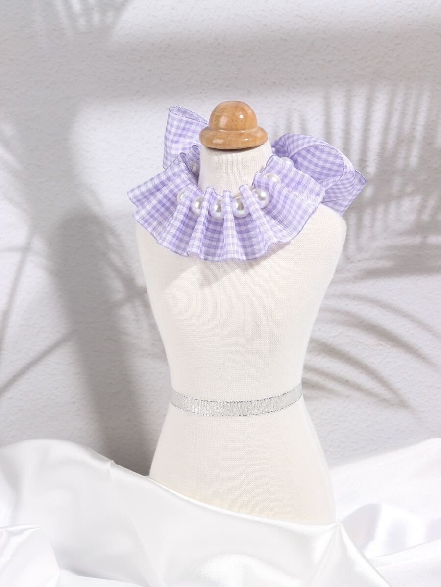 nicovaer 1pc Faux Pearl Trang trí nội thất Pet Vòng cổ - Màu tím - Xem 1