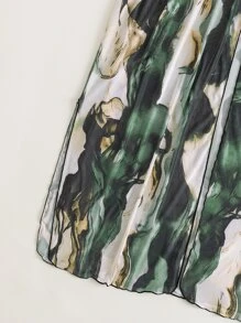 SHEIN Swim Kimono Nữ Xù nhỏ Chia Thắt nơ trước Tất cả trên in Boho - Nhiều màu - Xem 4