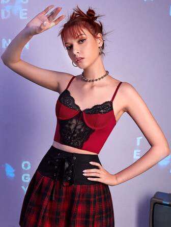 Sujetador con encaje en contraste con aro