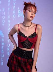 蕾絲拼接鋼圈胸罩 - 彩色 - 查看 5