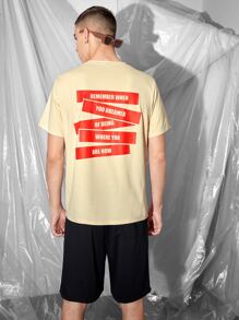 Gerald Washington 男士標語圖案T恤 - 杏色 - 查看 1