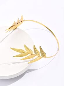 1pc Leaf Decor Headband Boho,Gold Head Piece,Hairband,Hair Hoop Headbands ,Hair Accessories - Gold - View 1