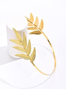 1pc Leaf Decor Headband Boho,Gold Head Piece,Hairband,Hair Hoop Headbands ,Hair Accessories - Gold - View 2
