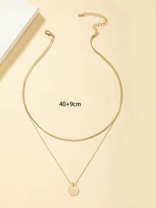 唱片墜飾多層次項鍊 - 金黃色 - 查看 3