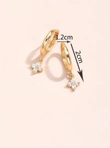 1pc Cubic Zirconia Flower Drop Earrings Copper Jewelry - Yellow Gold - View 5