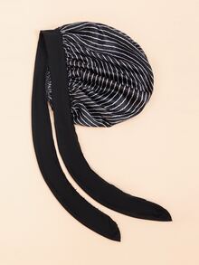 Striped Print Satin Hair Bonnet - Multicolor - View 2