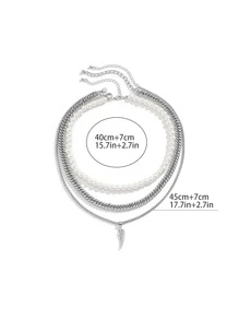 3pcs Men Faux Pearl Decor Necklace - Multicolor - View 3