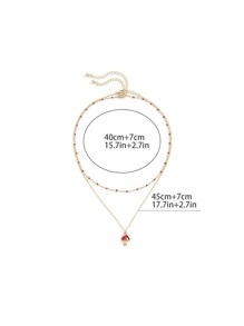 2pcs Mushroom Charm Bead Decor Necklace - Multicolor - View 3