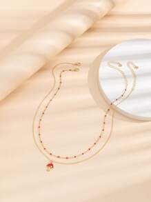 2pcs Mushroom Charm Bead Decor Necklace - Multicolor - View 6