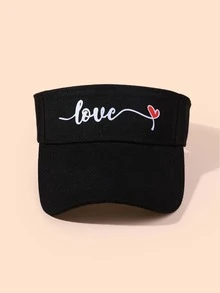 1pc Women's Black English Text Visor Hat, Casual Outdoor Suitable For Daily Use - Black - View 2