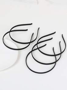 5条装极简细发箍，适合日常旅行、约会、度假，豹纹蝴蝶结装饰发箍，黑色，发饰，发箍，发圈，发带，头饰 - 黑色 - 查看 1