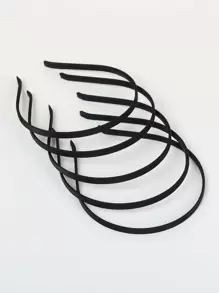 5条装极简细发箍，适合日常旅行、约会、度假，豹纹蝴蝶结装饰发箍，黑色，发饰，发箍，发圈，发带，头饰 - 黑色 - 查看 2