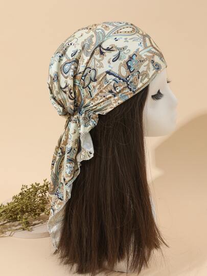 1pc Women Fashion Accessories Graphic Print Hat Silk Bonnet Satin Bonnet Hair Sleep Cap