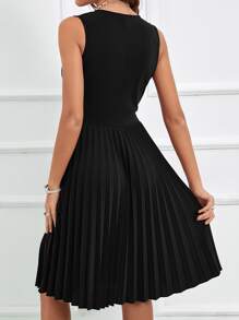 SHEIN Unity Vestido línea A cruzado fruncido fruncido - Negro - Ver 2