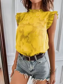 Chiquease Butterfly Sleeve Floral Top - Yellow - View 5