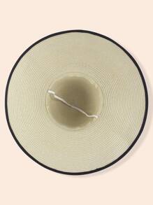 Mũ Rơm trang trí nơ - Màu be - Xem 5