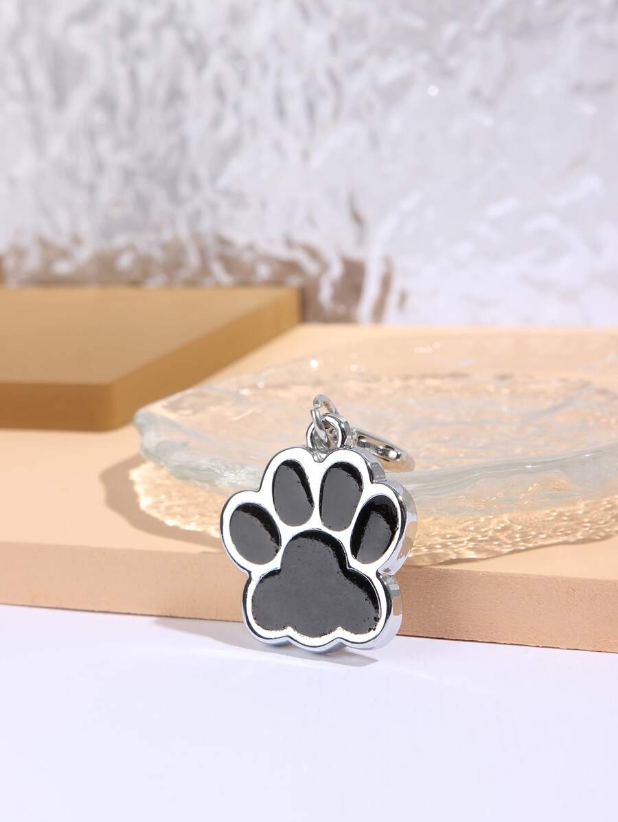 1pc Paw Shaped Pet ID Tag - Black - View 1