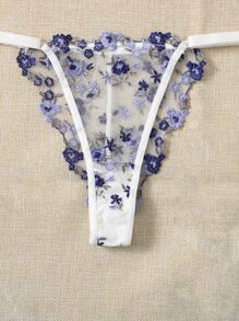 Set de lencería con bordado floral con aro de malla - Multicolor - Ver 4