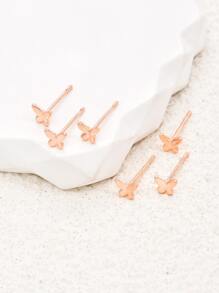 6 chiếc bông tai thiết kế hình con bướm trang sức bằng đồng - Hoa hồng vàng - Xem 2