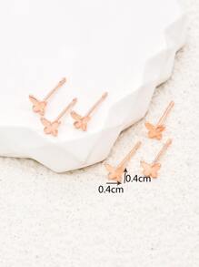 6 chiếc bông tai thiết kế hình con bướm trang sức bằng đồng - Hoa hồng vàng - Xem 5