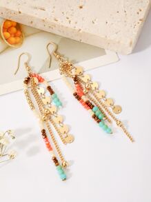 Đĩa & hạt trang trí hoa tai thả tua - Nhiều màu - Xem 1