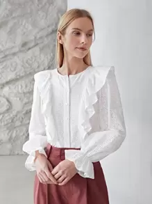 MOTF PREMIUM Blusa fruncido schiffy - Blanco - Ver 1