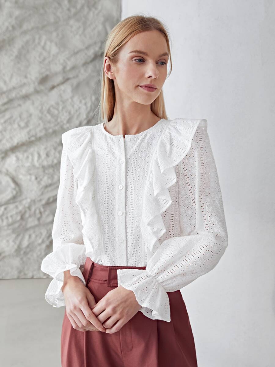 MOTF PREMIUM Blusa fruncido schiffy - Blanco - Ver 1