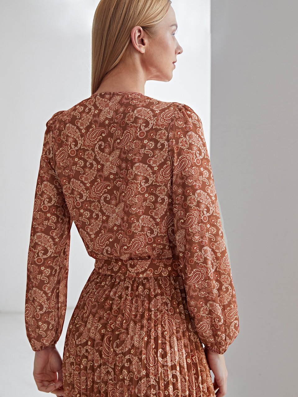 PAISLEY PRINT SHIRT BODYSUIT WITHOUT BELT