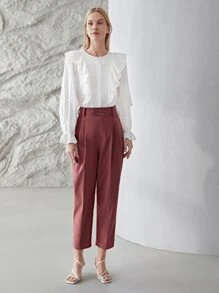 MOTF PREMIUM Blusa fruncido schiffy - Blanco - Ver 3