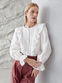 MOTF PREMIUM Blusa fruncido schiffy - Blanco - Ver 5