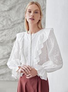 MOTF PREMIUM Blusa fruncido schiffy - Blanco - Ver 6