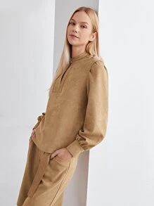 MOTF PREMIUM SUEDETTE KEYHOLE TOP & SHORTS SET - Khaki - View 6