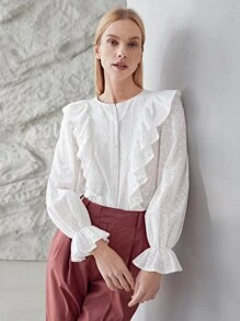 MOTF PREMIUM Blusa fruncido schiffy - Blanco - Ver 8